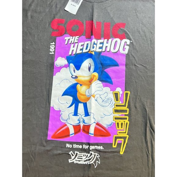 Sega Sonic the Hedgehog No‎ Time For Games Kanji (1991) Shirt Mens XXL Gray Tee. - Picture 2 of 8
